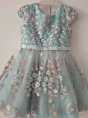Zoe Ltd Mint and Blush Floral Tulle Party Dress